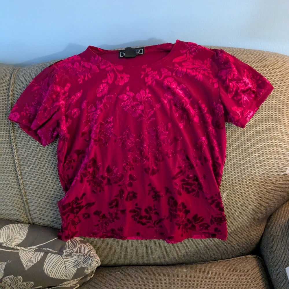 Raspberry Flocked Velvet T Shirt